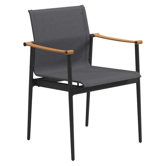 180 Stacking Chair with Leather Arms 
